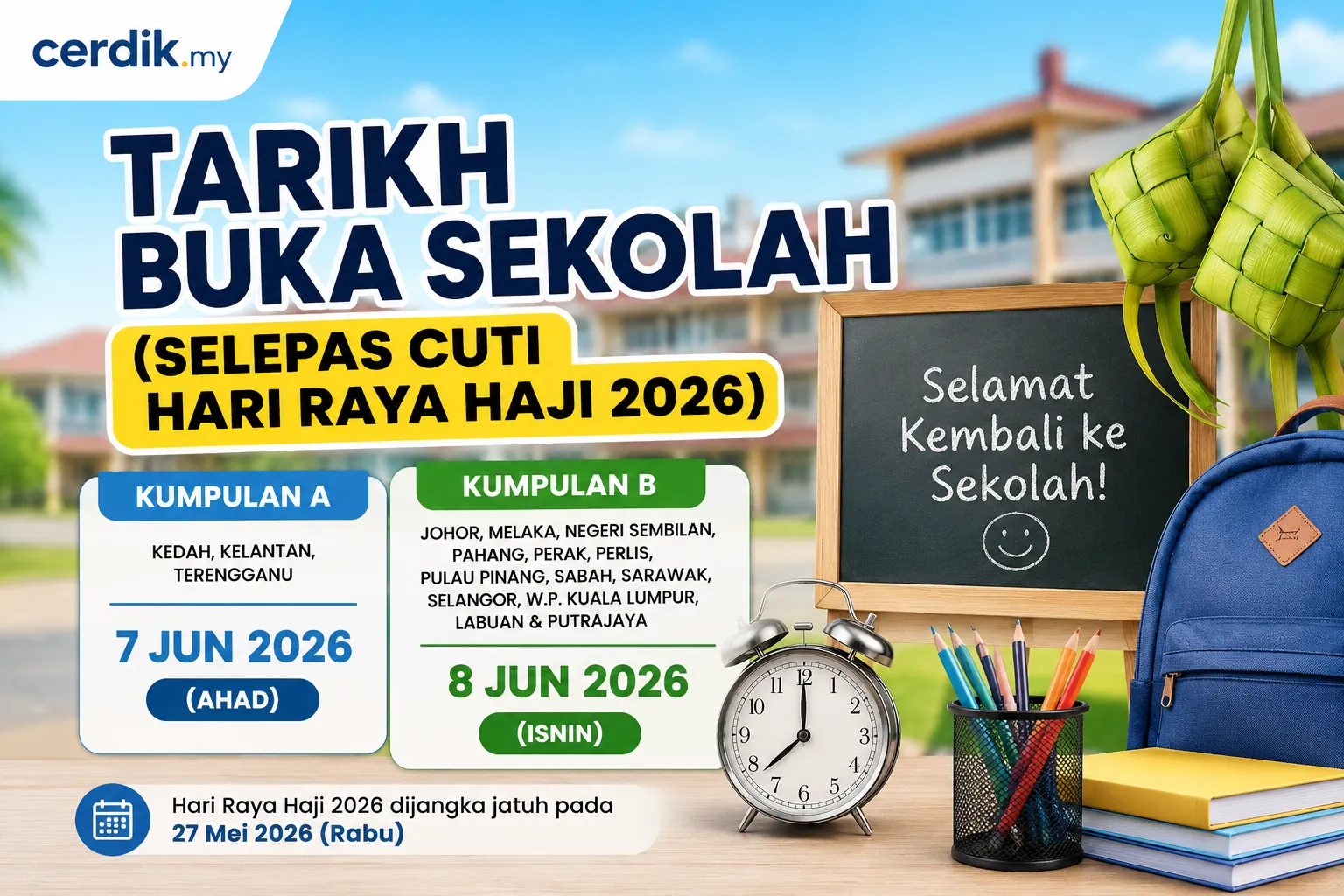 tarikh buka sekolah selepas hari raya haji