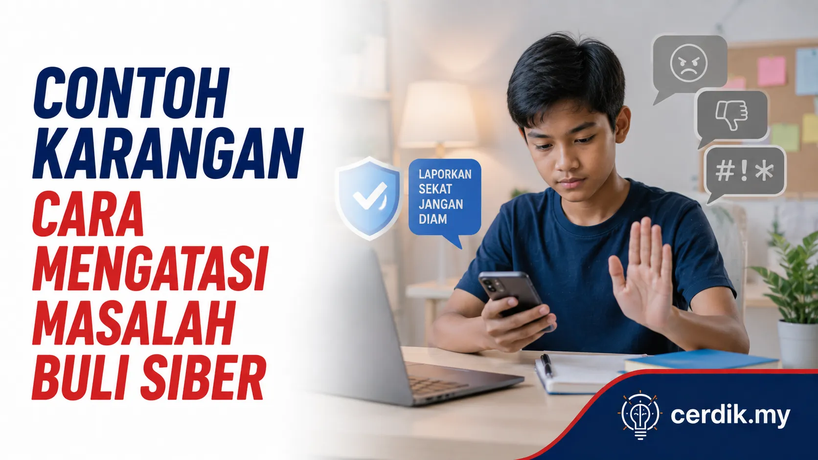 cara mengatasi buli siber karangan