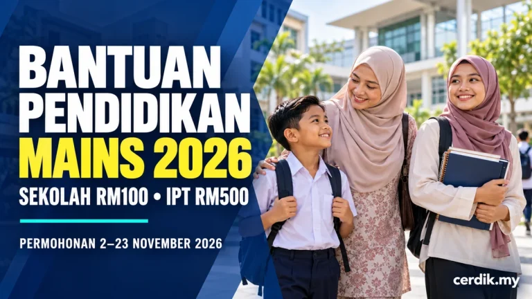 Bantuan Pendidikan MAINS 2026: RM100 untuk persekolahan dan RM500 untuk pelajar IPT, permohonan 2–23 November 2026