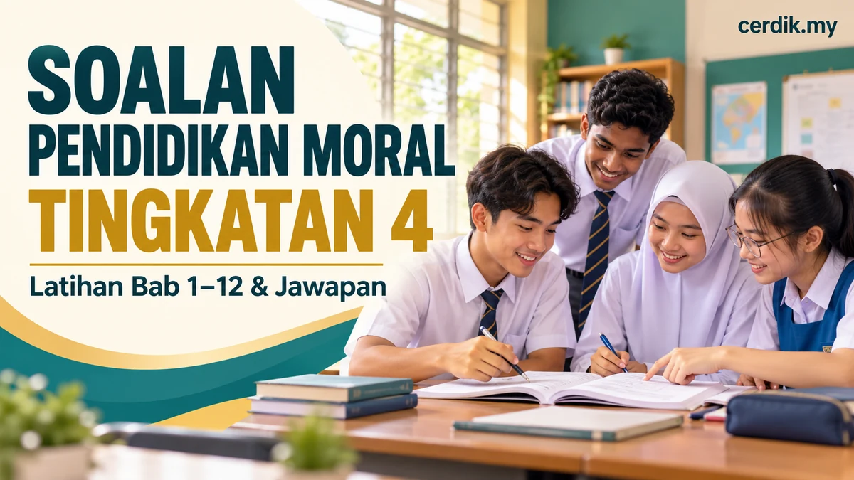 Soalan Pendidikan Moral Tingkatan 4, latihan Bab 1 hingga 12 dan jawapan; murid belajar bersama dengan teks cerdik.my